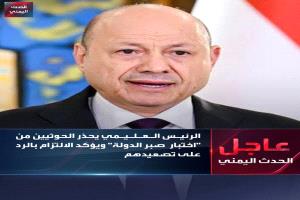 العليمي يحذر الحزثيين من نفاذ صبر الدولة وخطا قراءة صبرها