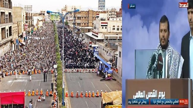 بالصور..الالآف من أنصار الله يحتشدون بصنعاء والحوثي يظهر علناً بصعدة